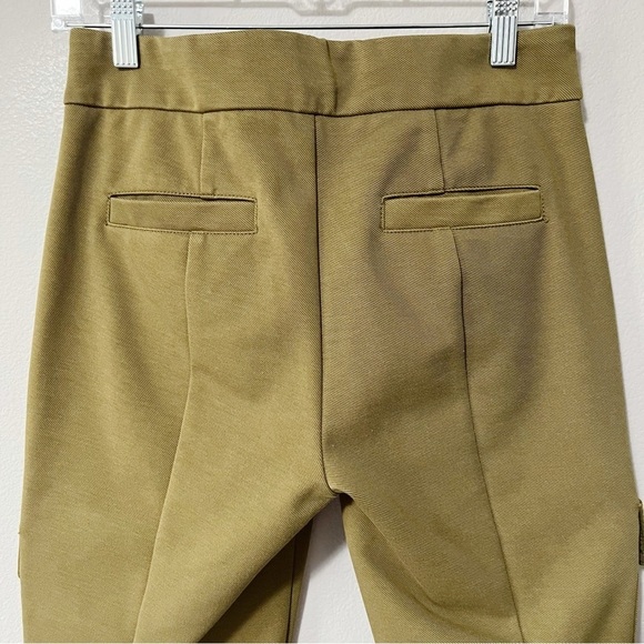 By Anthropologie The Essential Slim Knit Cargo Pants Olive Green Trousers Sz 4 - Picture 11 of 14